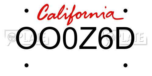 OO0Z6D California License Plate
