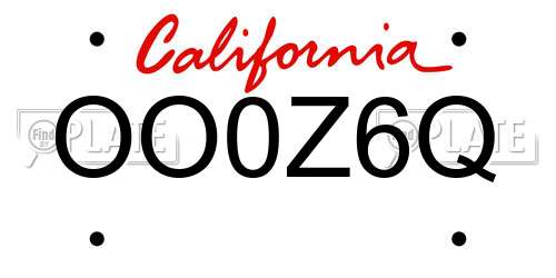 OO0Z6Q California License Plate