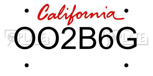 OO2B6G California License Plate