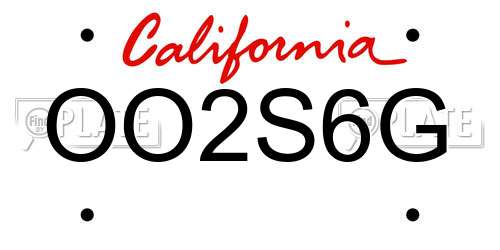 OO2S6G California License Plate