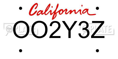 OO2Y3Z California License Plate