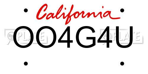 OO4G4U California License Plate