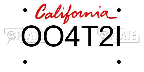 OO4T2I California License Plate