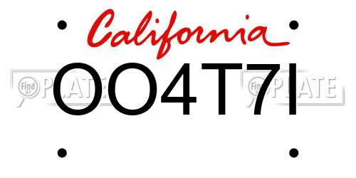 OO4T7I California License Plate