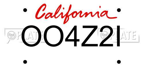 OO4Z2I California License Plate