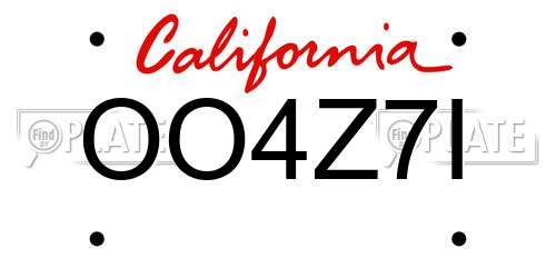 OO4Z7I California License Plate