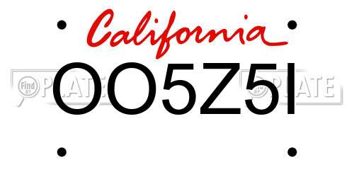 OO5Z5I California License Plate