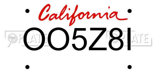 OO5Z8I California License Plate