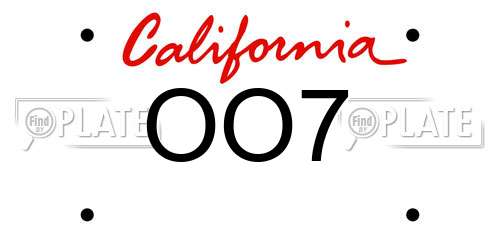 OO7 California License Plate