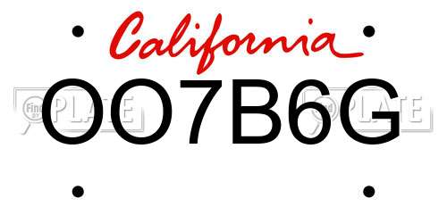 OO7B6G California License Plate