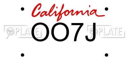 OO7J California License Plate