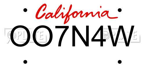 OO7N4W California License Plate