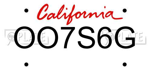 OO7S6G California License Plate