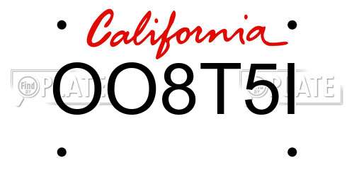 OO8T5I California License Plate