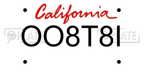 OO8T8I California License Plate