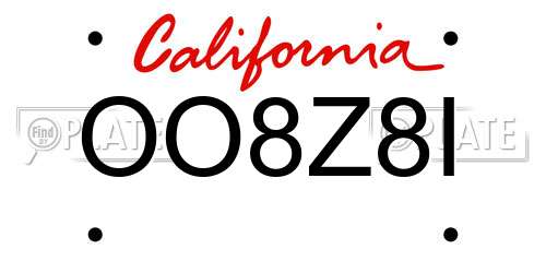 OO8Z8I California License Plate