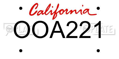 OOA221 California License Plate