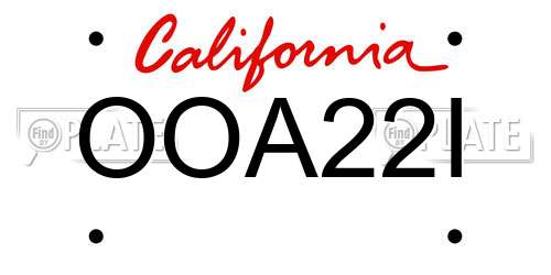 OOA22I California License Plate