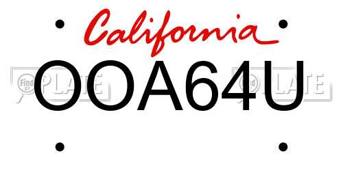 OOA64U California License Plate