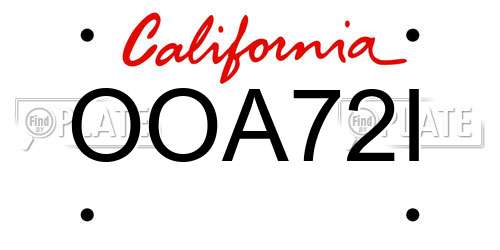 OOA72I California License Plate