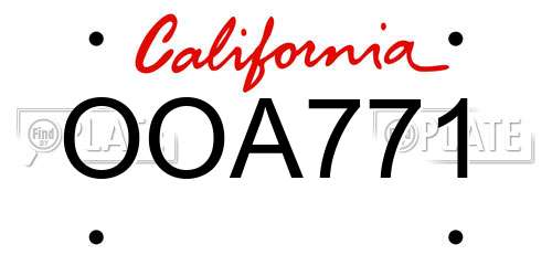 OOA771 California License Plate