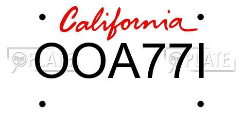 OOA77I California License Plate