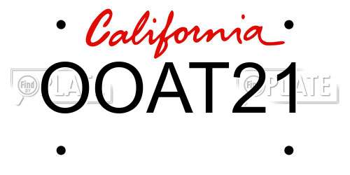 OOAT21 California License Plate