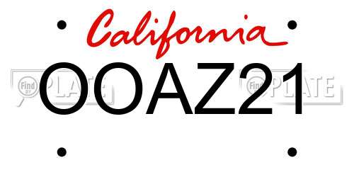 OOAZ21 California License Plate