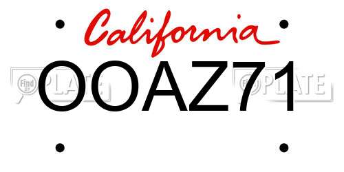 OOAZ71 California License Plate