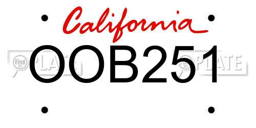 OOB251 California License Plate
