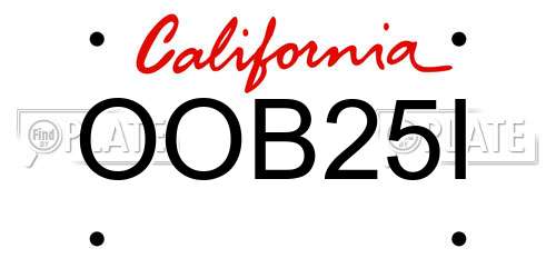 OOB25I California License Plate