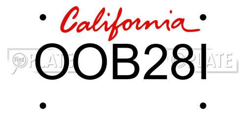 OOB28I California License Plate