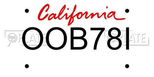OOB78I California License Plate