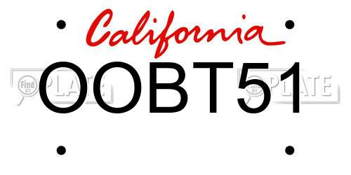 OOBT51 California License Plate