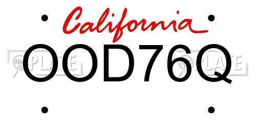 OOD76Q California License Plate