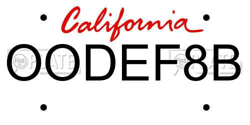 OODEF8B California License Plate