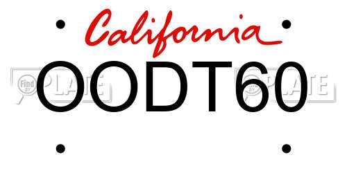 OODT60 California License Plate