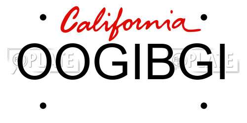 OOGIBGI California License Plate