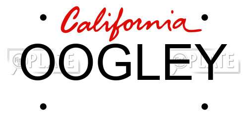 OOGLEY California License Plate