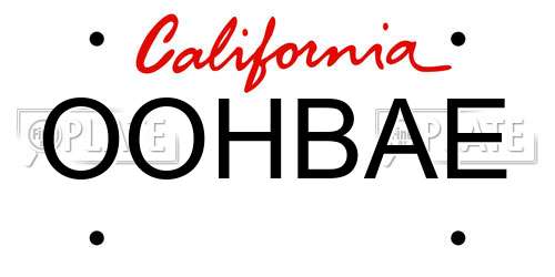 OOHBAE California License Plate