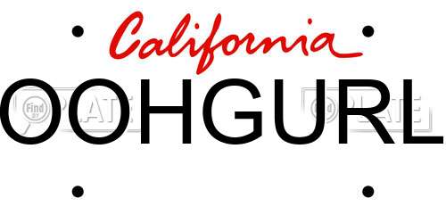 OOHGURL California License Plate