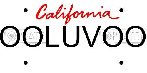 OOLUVOO California License Plate