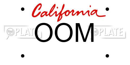 OOM California License Plate
