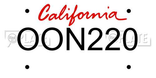 OON220 California License Plate