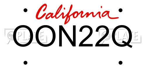 OON22Q California License Plate