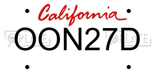 OON27D California License Plate