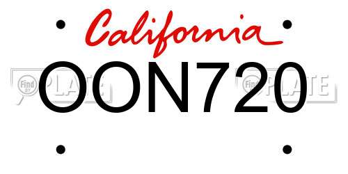 OON720 California License Plate