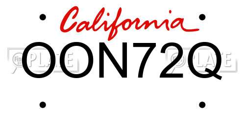 OON72Q California License Plate
