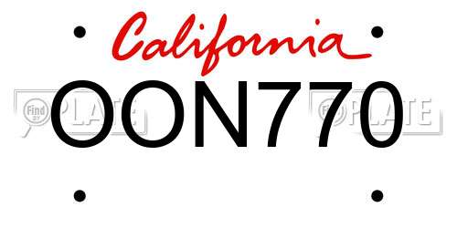 OON770 California License Plate