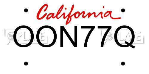 OON77Q California License Plate